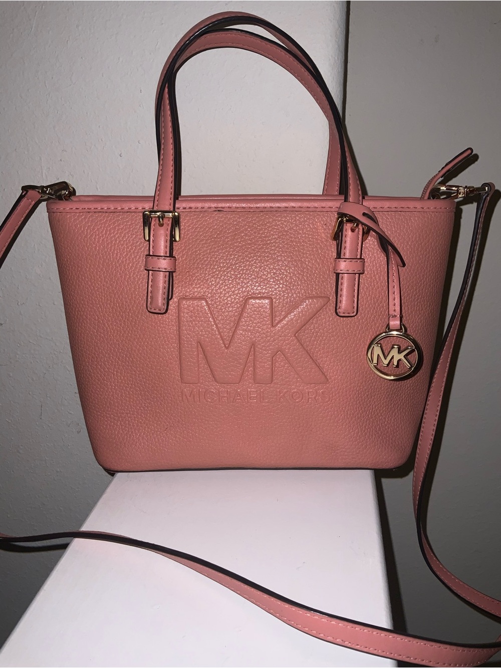 Michael Kors Jet Set Travel XS Embossed Pebbled Leather Tote
